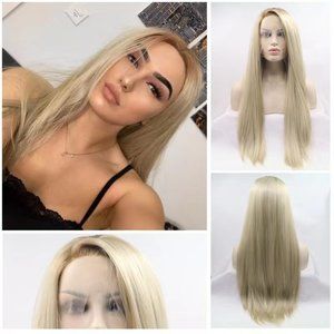 Linen Gold Long Straight Hair Wig